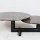 Sculptural coffee table in granite and wood, Italy 1980s.