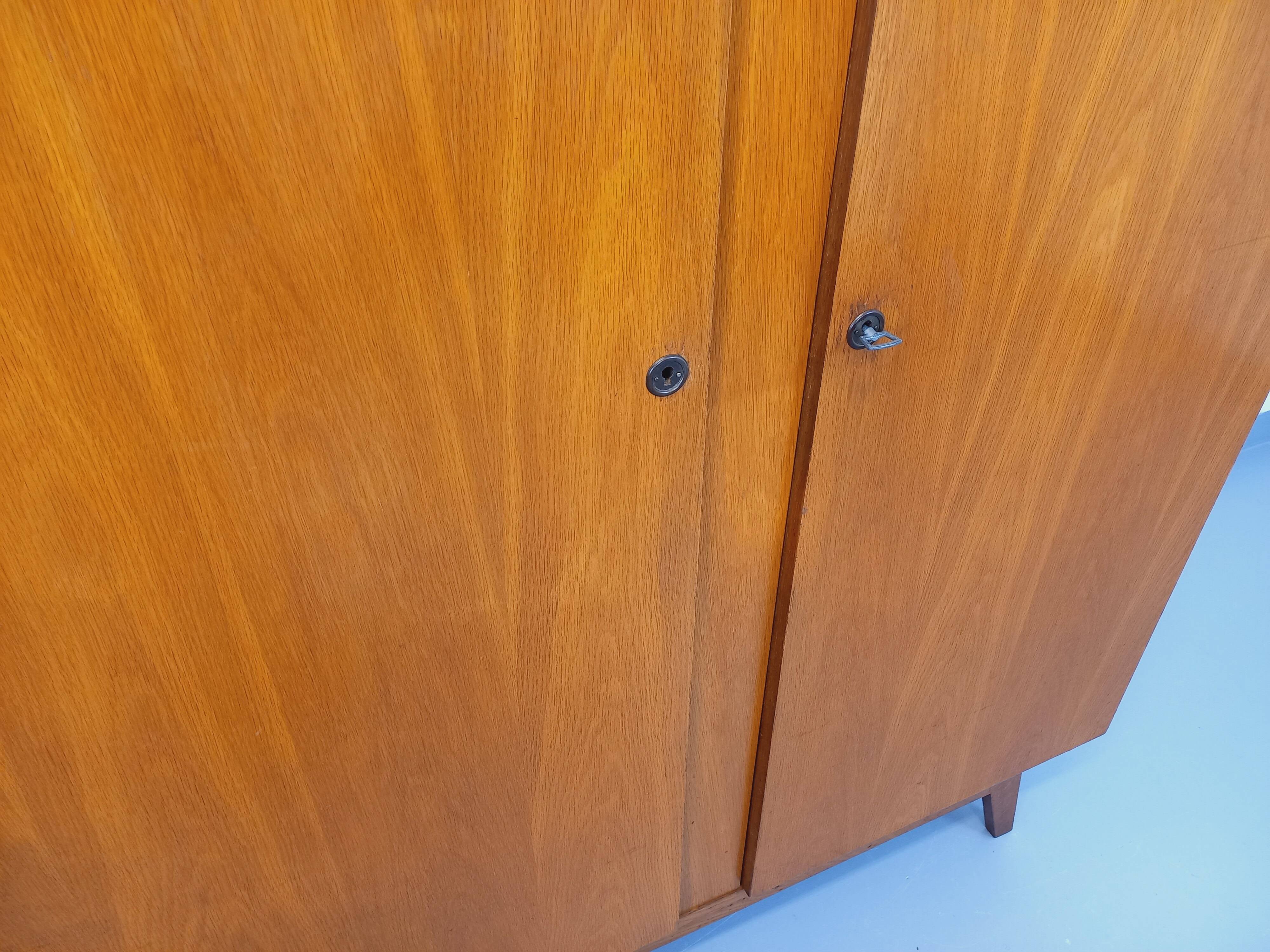 Vintage oak wardrobe from the 1960s.