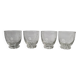 Set of four Art Deco style engraved crystal glasses on spherical feet