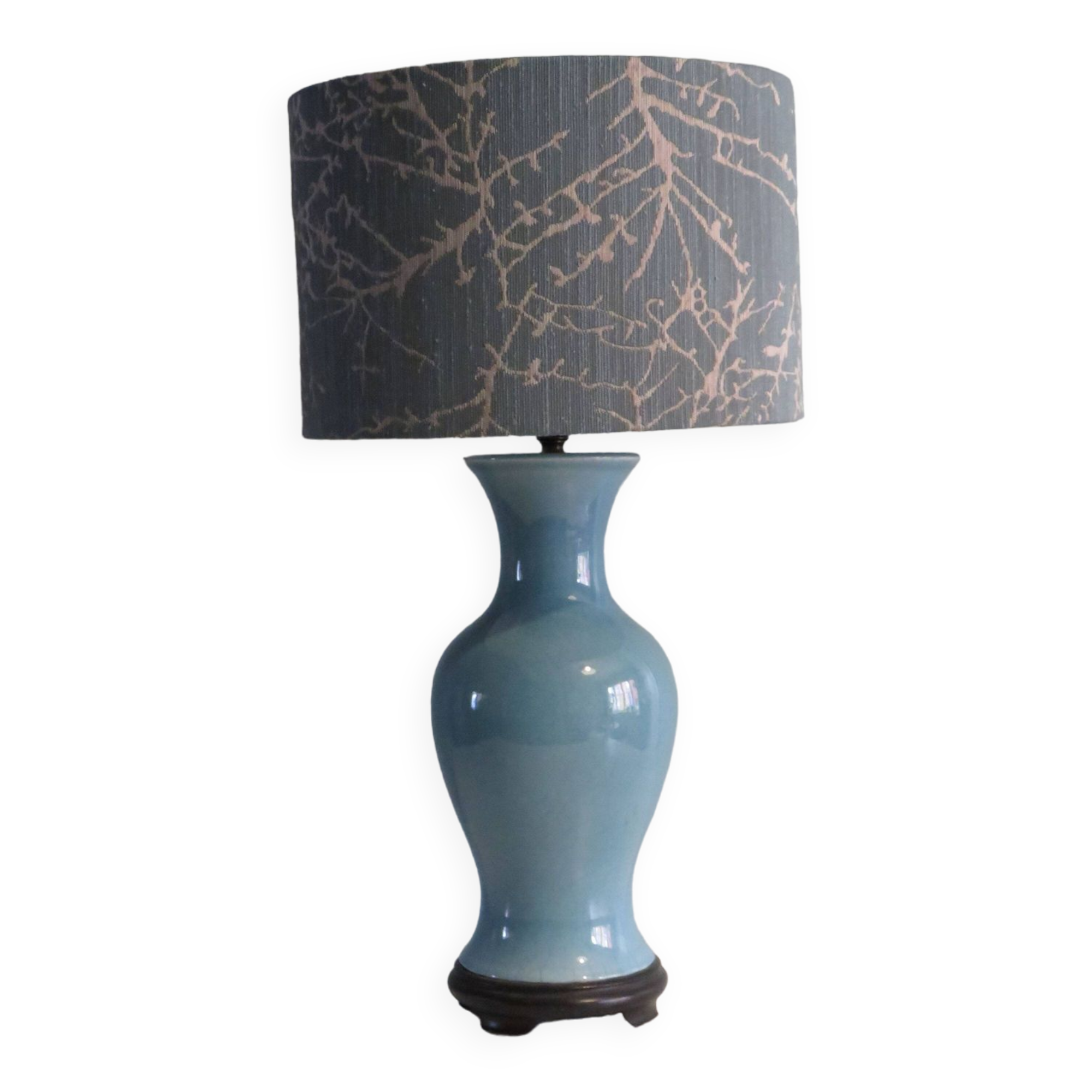 Lampe de table vintage en céramique avec abat-jour sur mesure.