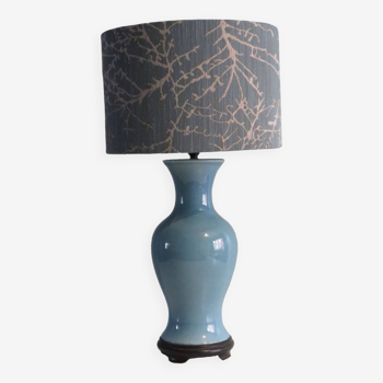 Vintage ceramic table lamp with custom-made lampshade.