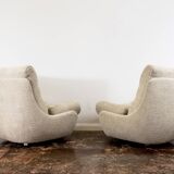 Paire de fauteuils lounge personnalisables Space Age Atlantis en boucle beige 1970'
