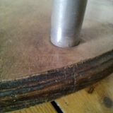 Table basse guéridon sellette vintage art déco tube métal plateau bois