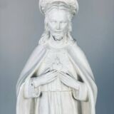 Statue of the Sacred Heart of Jesus signed Guelfi Maucci in marble powder
