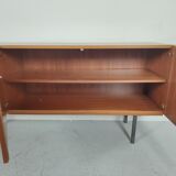 Scandinavian vintage teak and metal long sideboard, 60s
