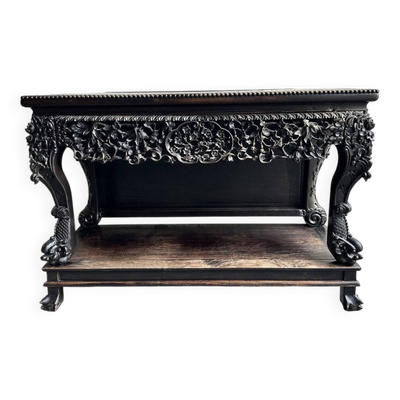 Console antique sculptée à la main de la dynastie Qing du XIXe siècle vers 1860, Chine.