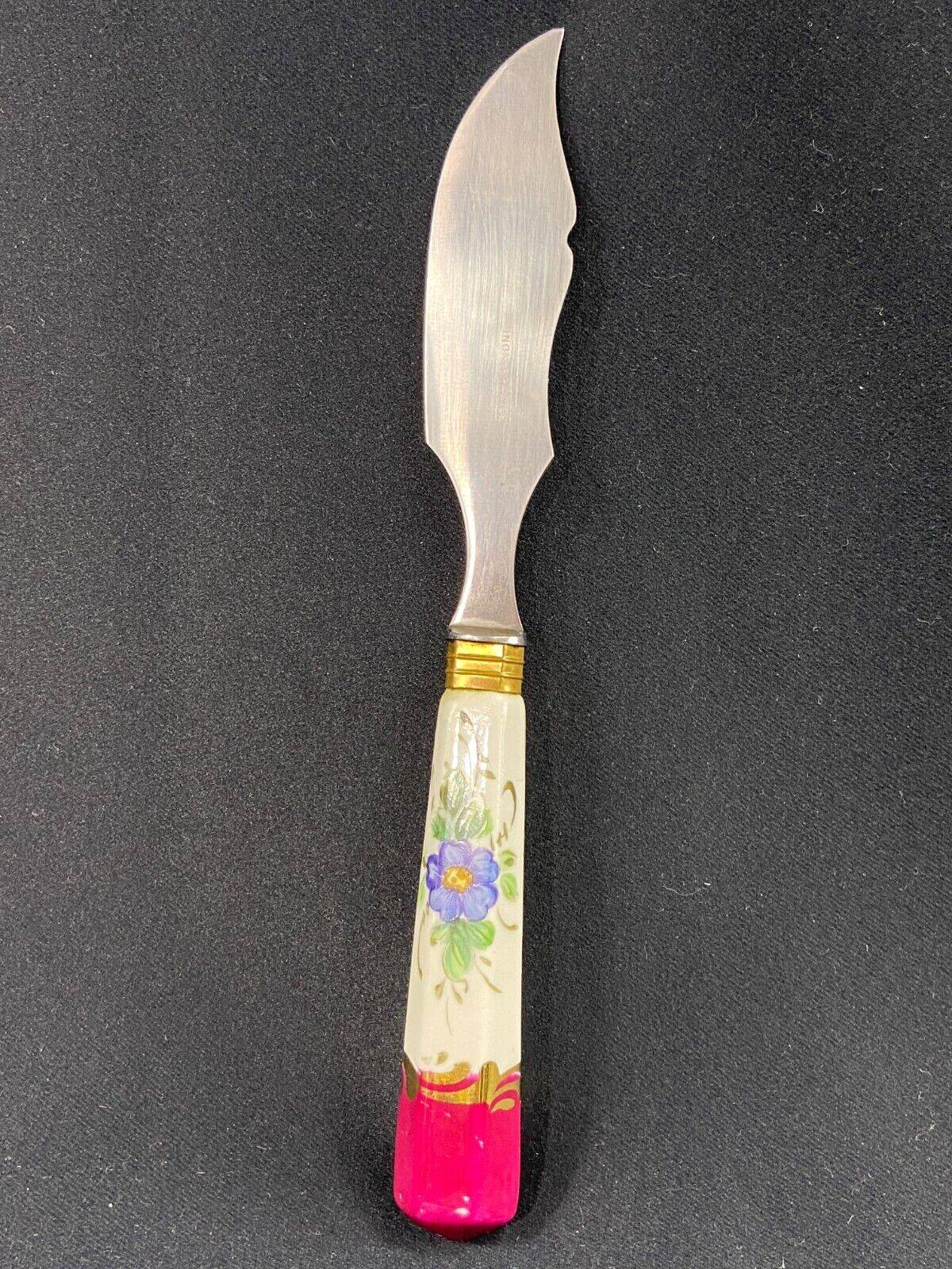 Couteau à beurre avec manche en porcelaine de style Louis XV