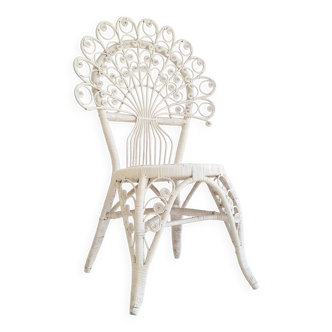 Antique white rattan Peacock chair