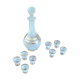 8 glasses and bottle with cap