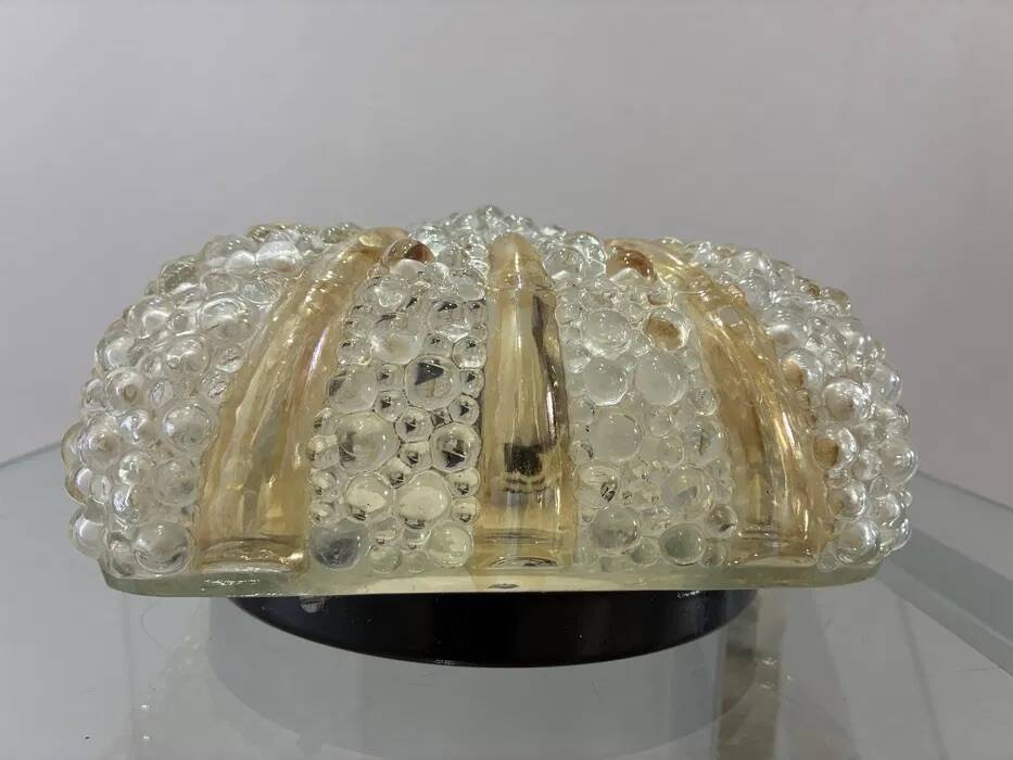 Vintage Glashütte Limburg Bubble Glass Flush Ceiling Lamp Plafoniere