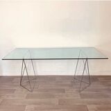 Trestle and glass desk