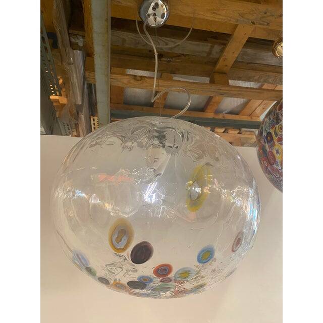 Contemporary Murano Style Clear With Murrise Multicolors Pendant