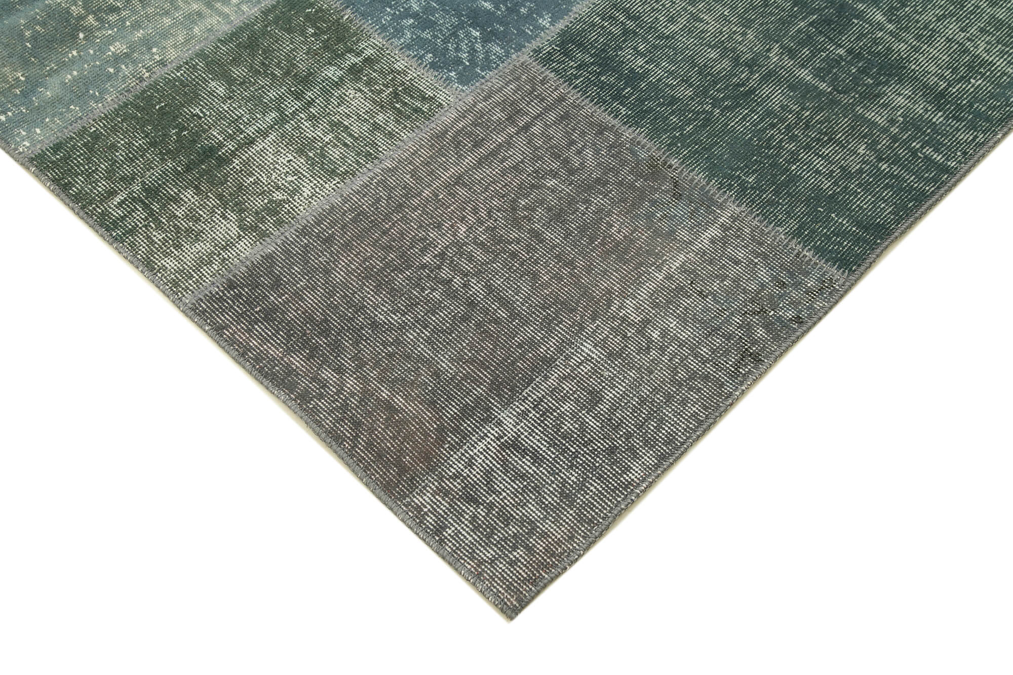 Handmade turkish overdyed 200 cm x 300 cm grey patchwork carpet