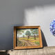 Painting oil on panel old countryside landscape gilded framing