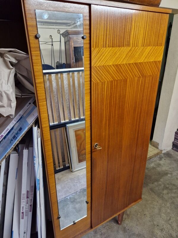 Wardrobe in veneered and inlaid wood 1960s