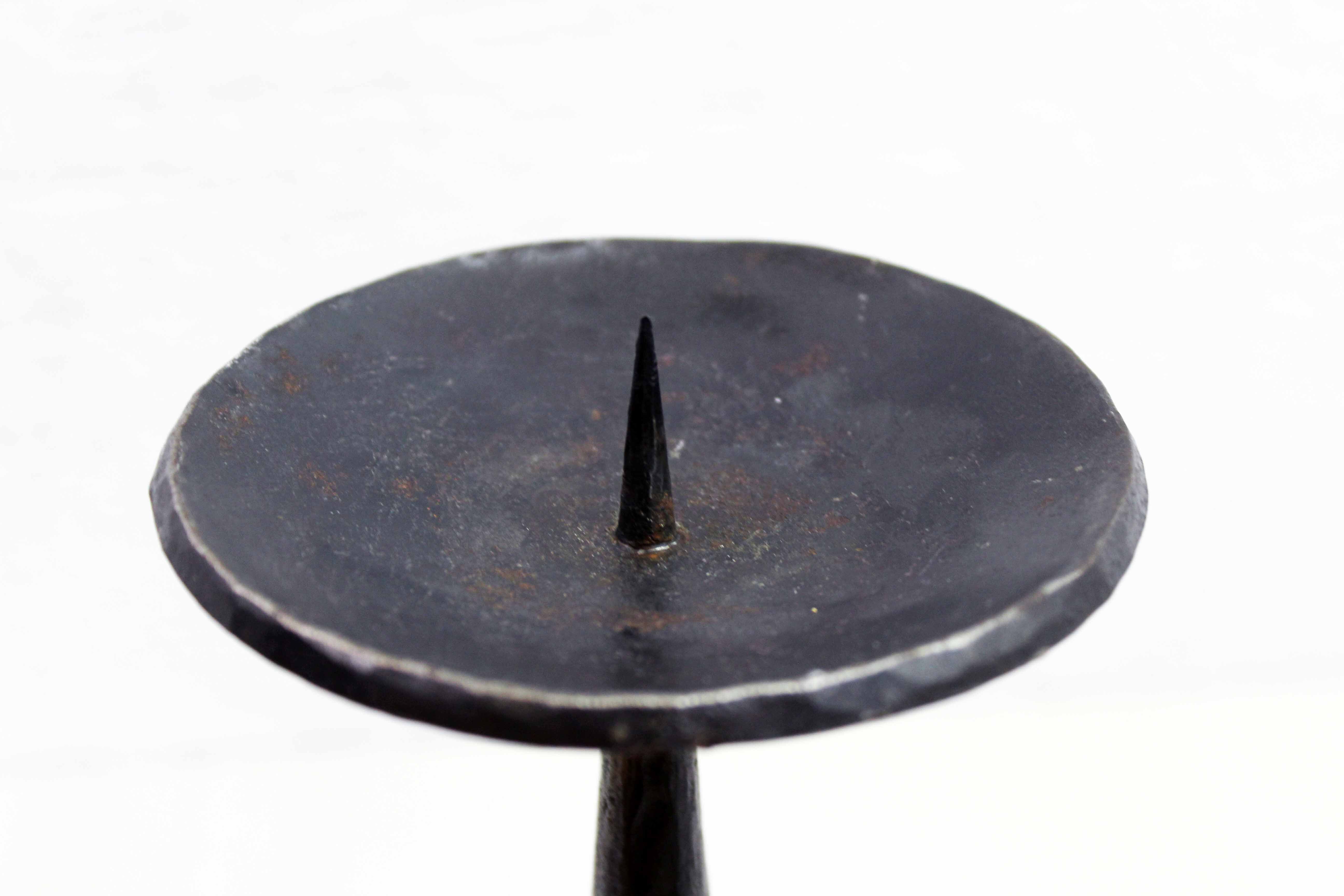 Brutalist cast iron candle holder