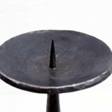 Brutalist cast iron candle holder