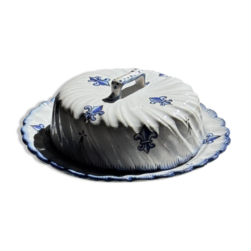 Cloche à fromage en céramique à décor de fleurs de lys H7 D19