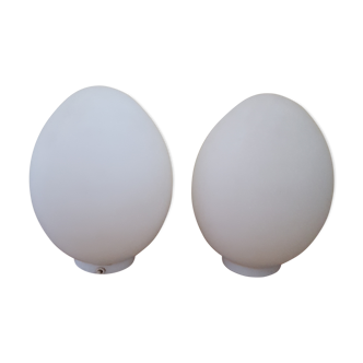 Pair of lamps egg glassware Vianne glass milky