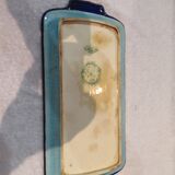 Plat à cake émaux de longwy style art deco décor oiseaux fond bleu clair