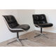 Pair of leather swivel armchairs by Charles Pollock for Knoll 1960