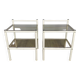 Paire de chevets métal et double plateau verre fumé années 80