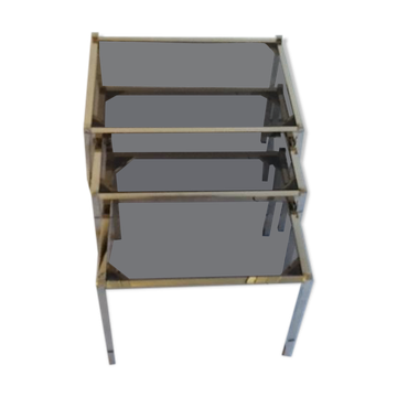 Suite of 3 pull-out tables 70s