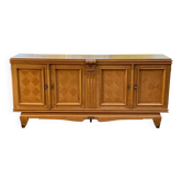 Buffet enfilade vintage art déco en marqueterie et bois massif 4 portes