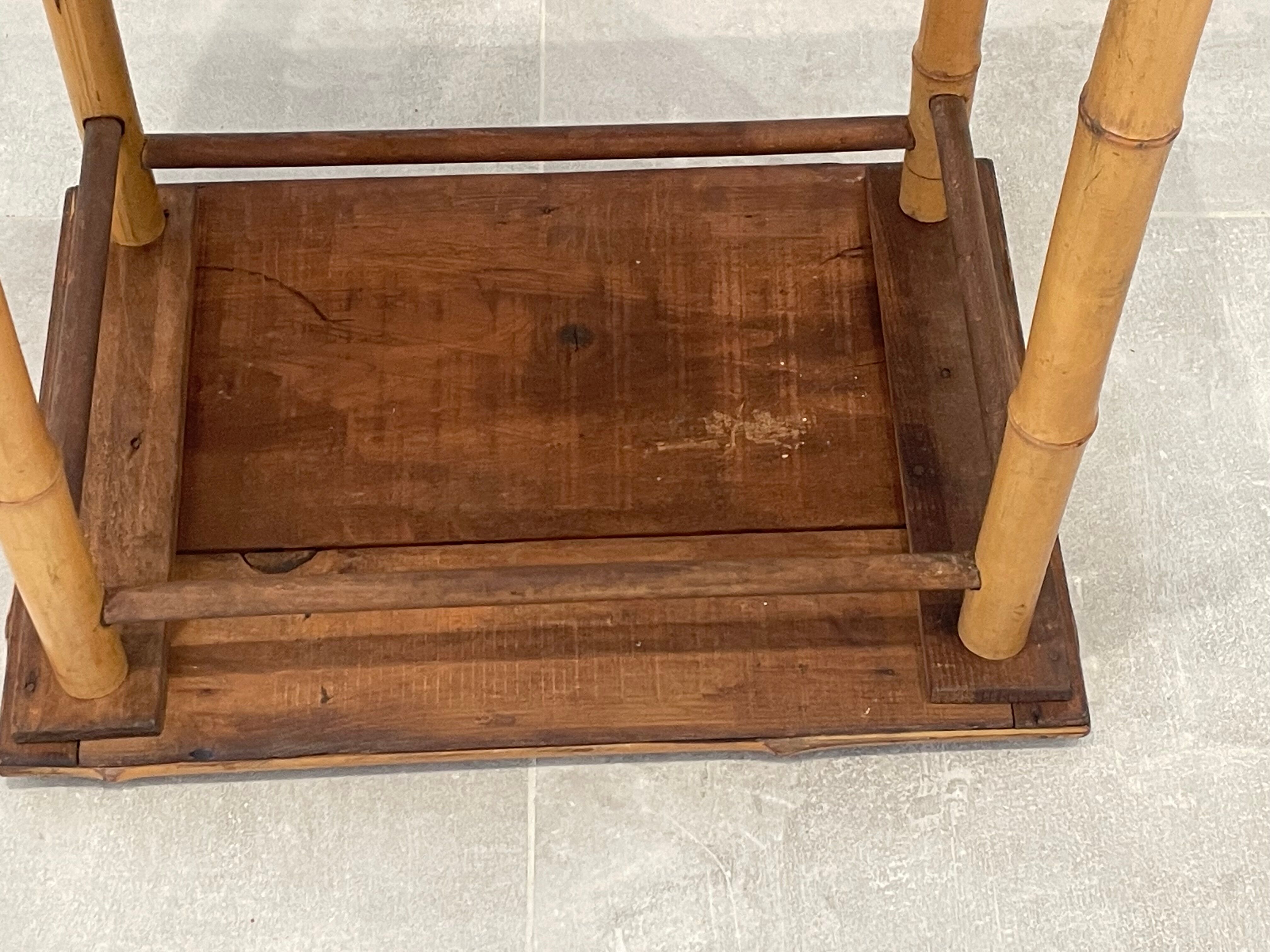 Table d'appoint, desserte en bambou et bois, vintage