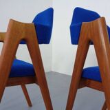 Set of Compass Chairs in Teak and Kvadrat Hallingdal 65 by Kai Kristiansen for Schou Andersen, 1960s