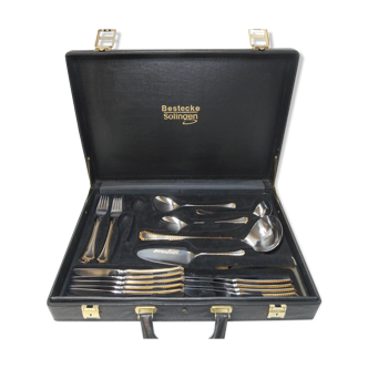 Householder Solingen Bestecke gold-plated 59 pieces in briefcase and bulk