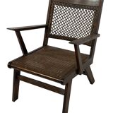 Art Deco oak armchair with webbing 1950s minimalist