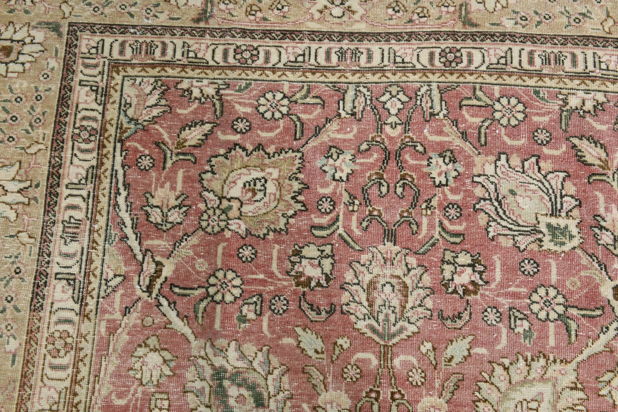 10x15 Faded Red Antique Vintage Persian Rug 60s, 306x478
