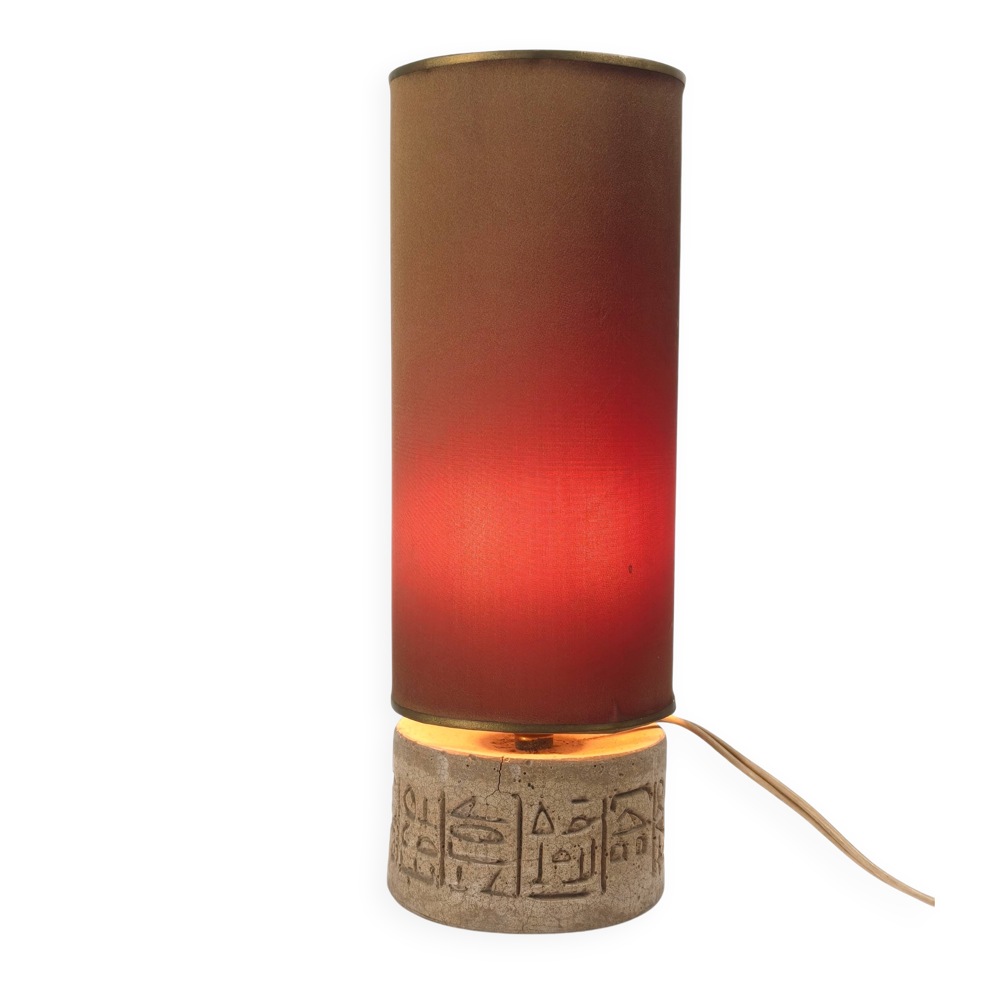 Lampe de table vintage en céramique sculptée, B. Chalvet