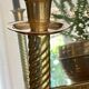 Pair of twisted brass column candle holders