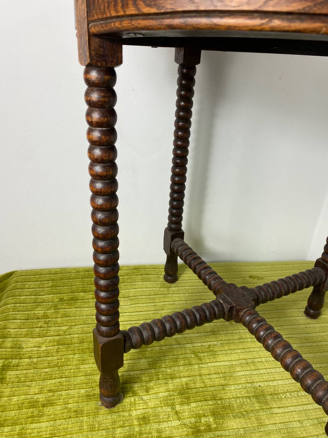 Round turned wood side table