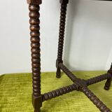 Round turned wood side table