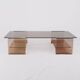 Table basse en plexi fumé et verre, Michel Dumas, France, 1970