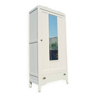 Parisian wardrobe with one door and one drawer and mirror