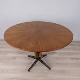 Vintage wooden round table from 1960s designed by Carlo Ratti for Lissoni