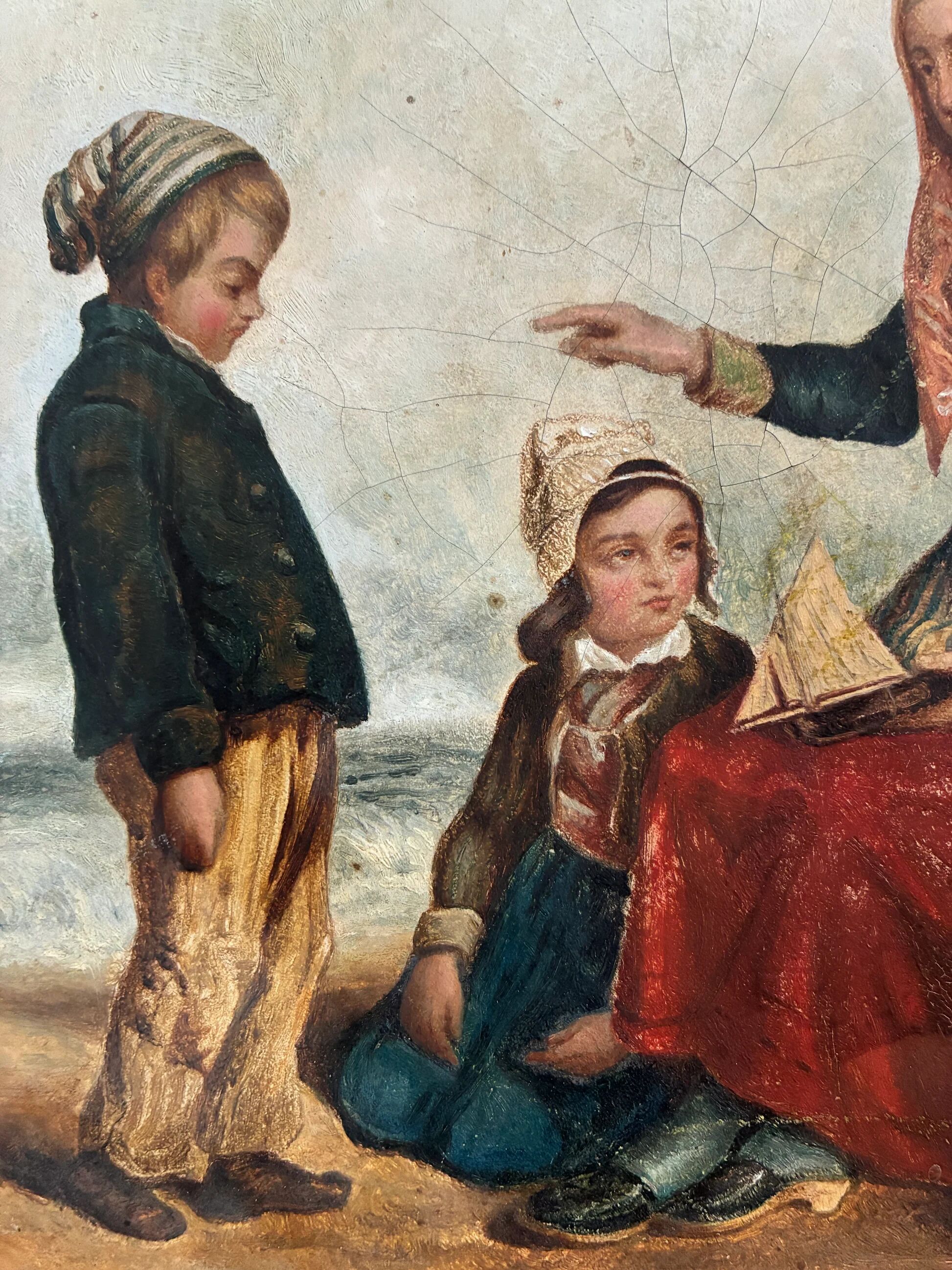 Antique seaside oil painting, c. 1845