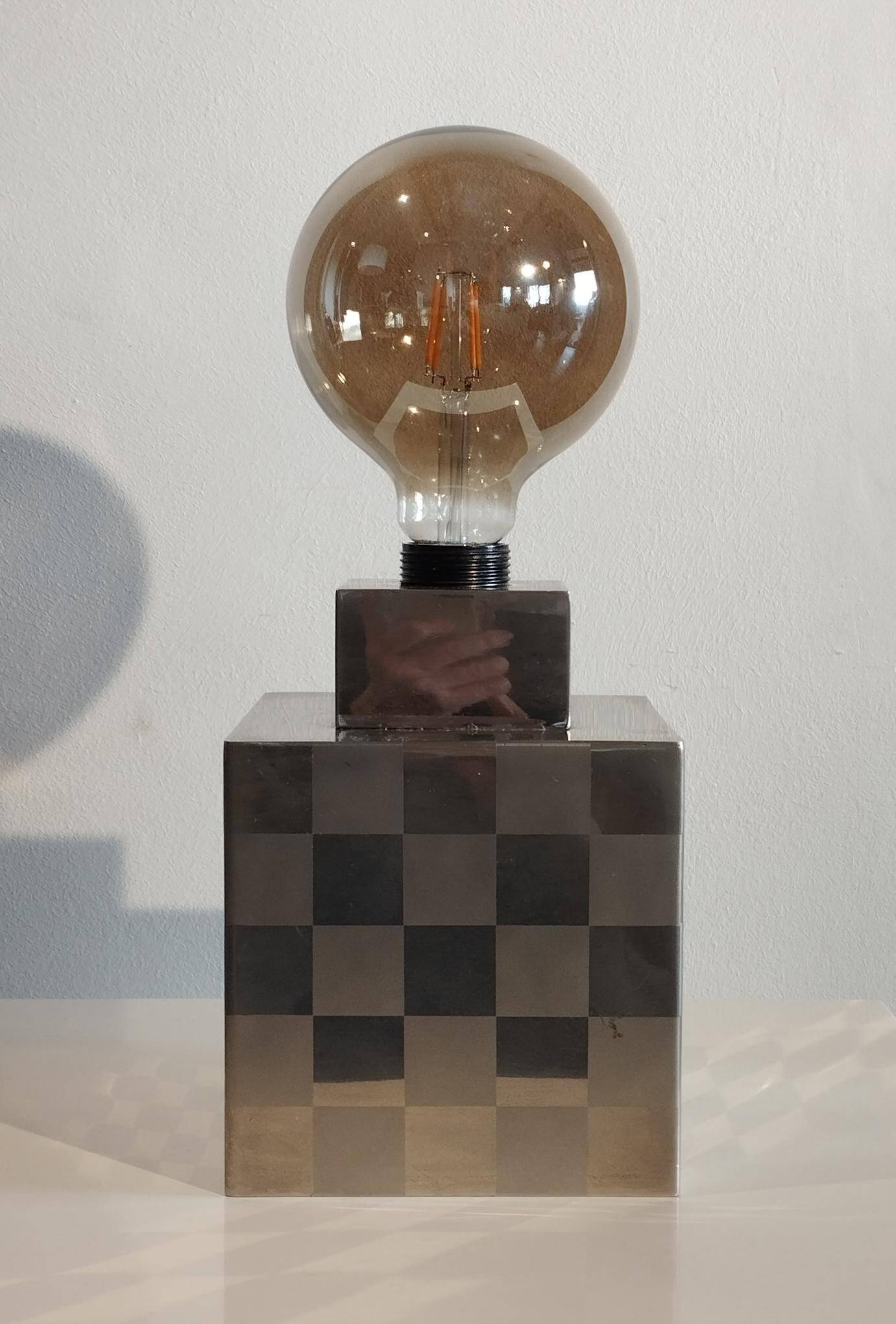 Cube lamp - checkered - Françoise Sée - Space Age Design - Vintage era - 60s / 70s