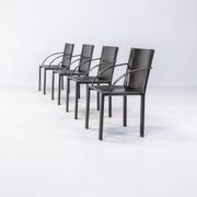 Carlo Bartoli black leather dining chair for Matteo Grassi set/4