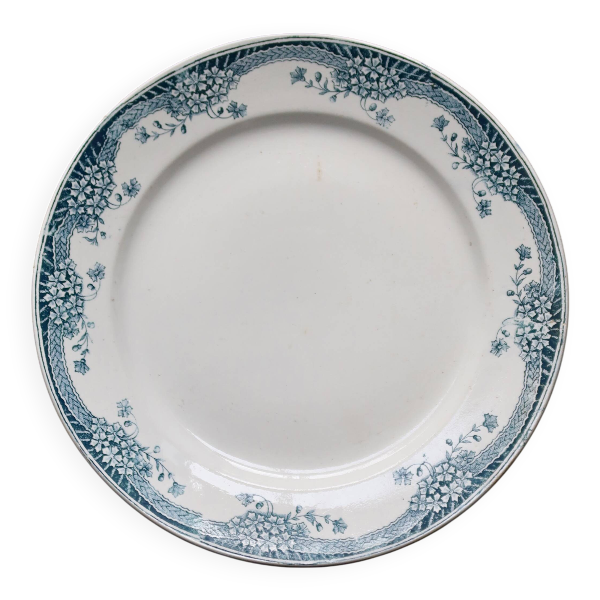 Plat de service rond vintage faïence Saint Amand Nouvelle Usine Céramique d