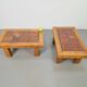 Brutalist Oak Side Table with Terracotta Tiles, 1950s, Set of 2
