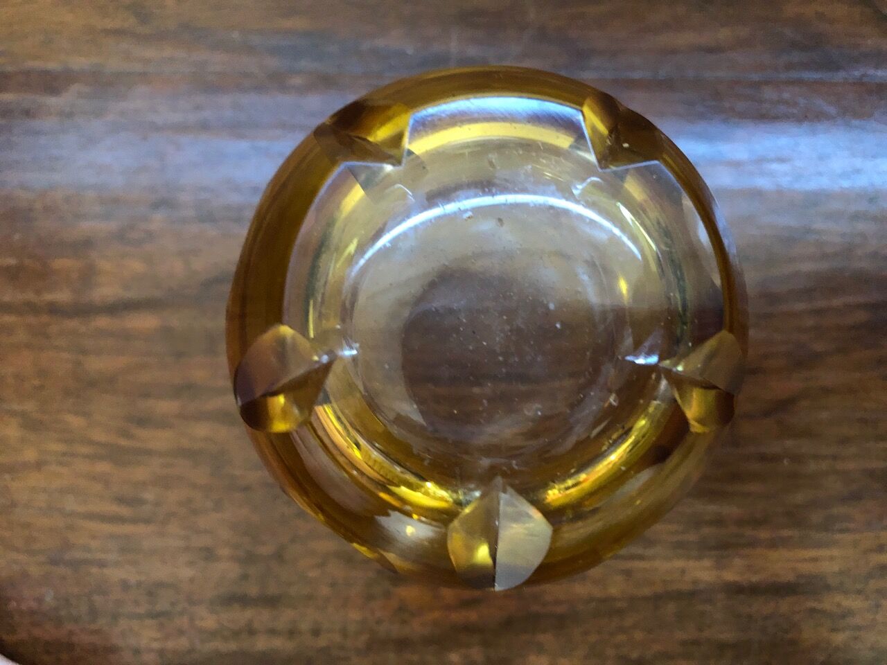Yellow vase in carved crystal