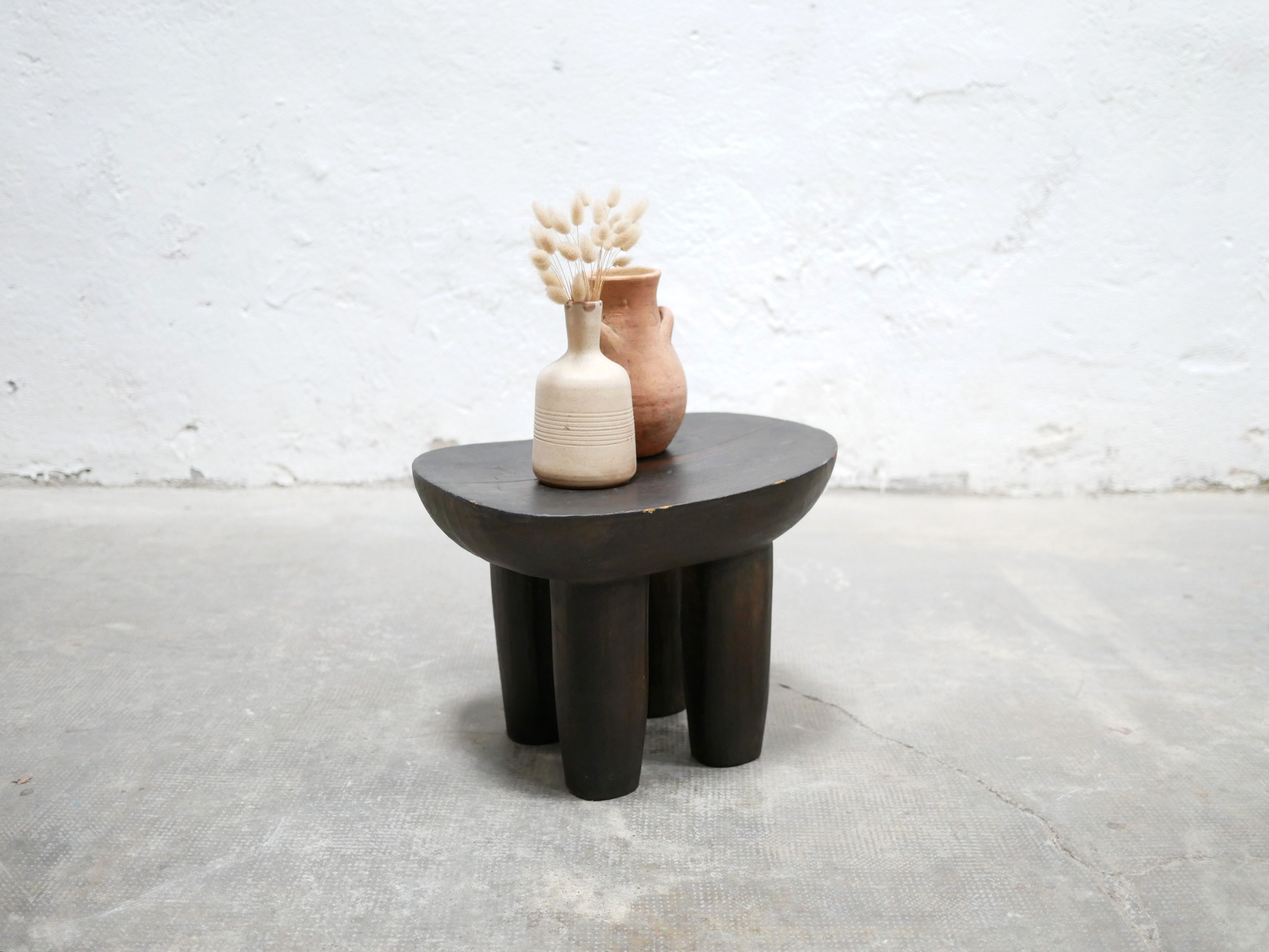 Brutalist antique African Senufo wooden stool