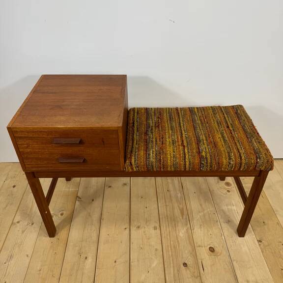 Teak telephone bench, Denmark 1960