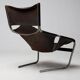 Pierre Paulin F444 chaise longue in black leather - All original, Vintage