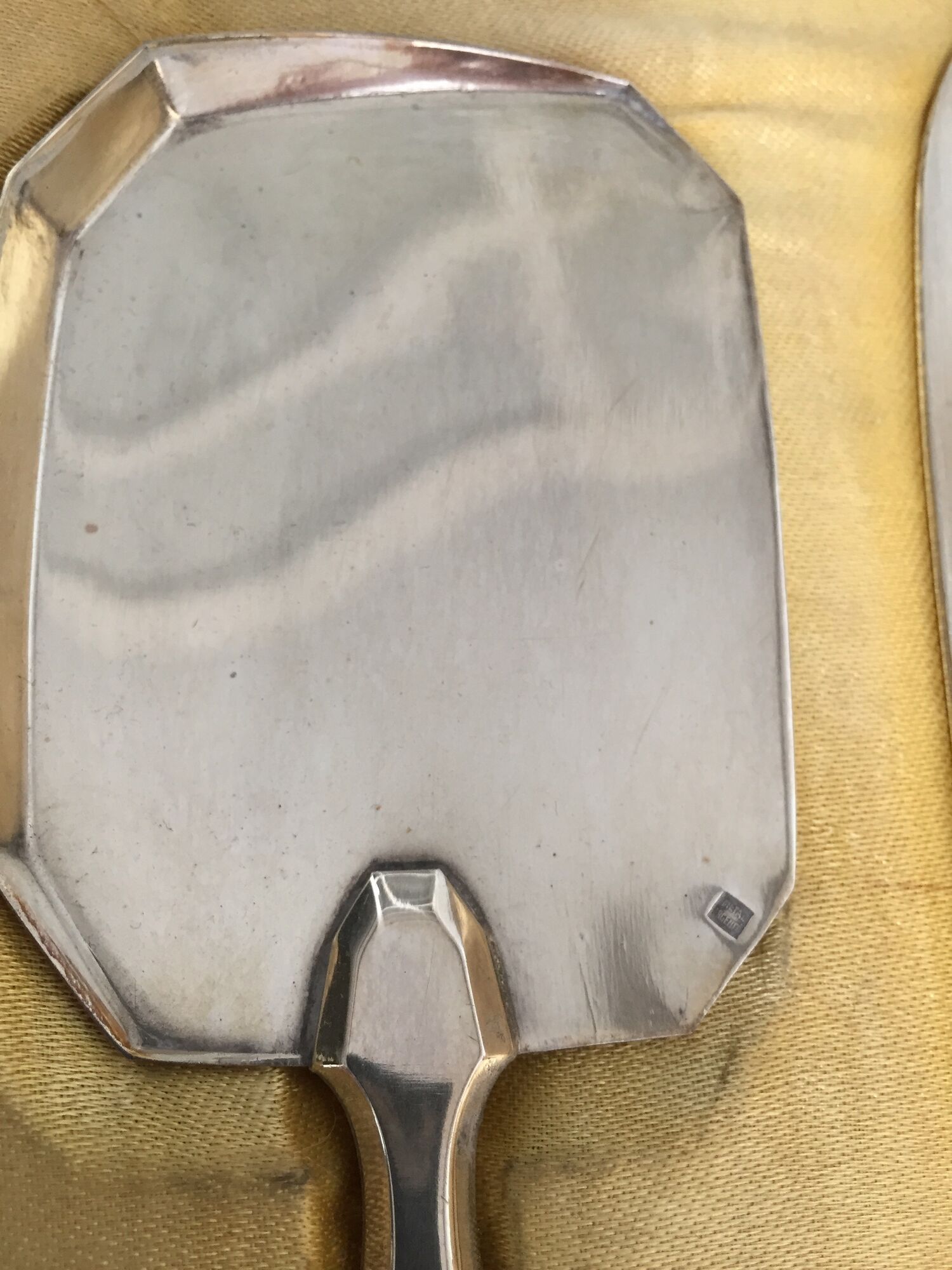 Art Deco dessert service covers in silver metal